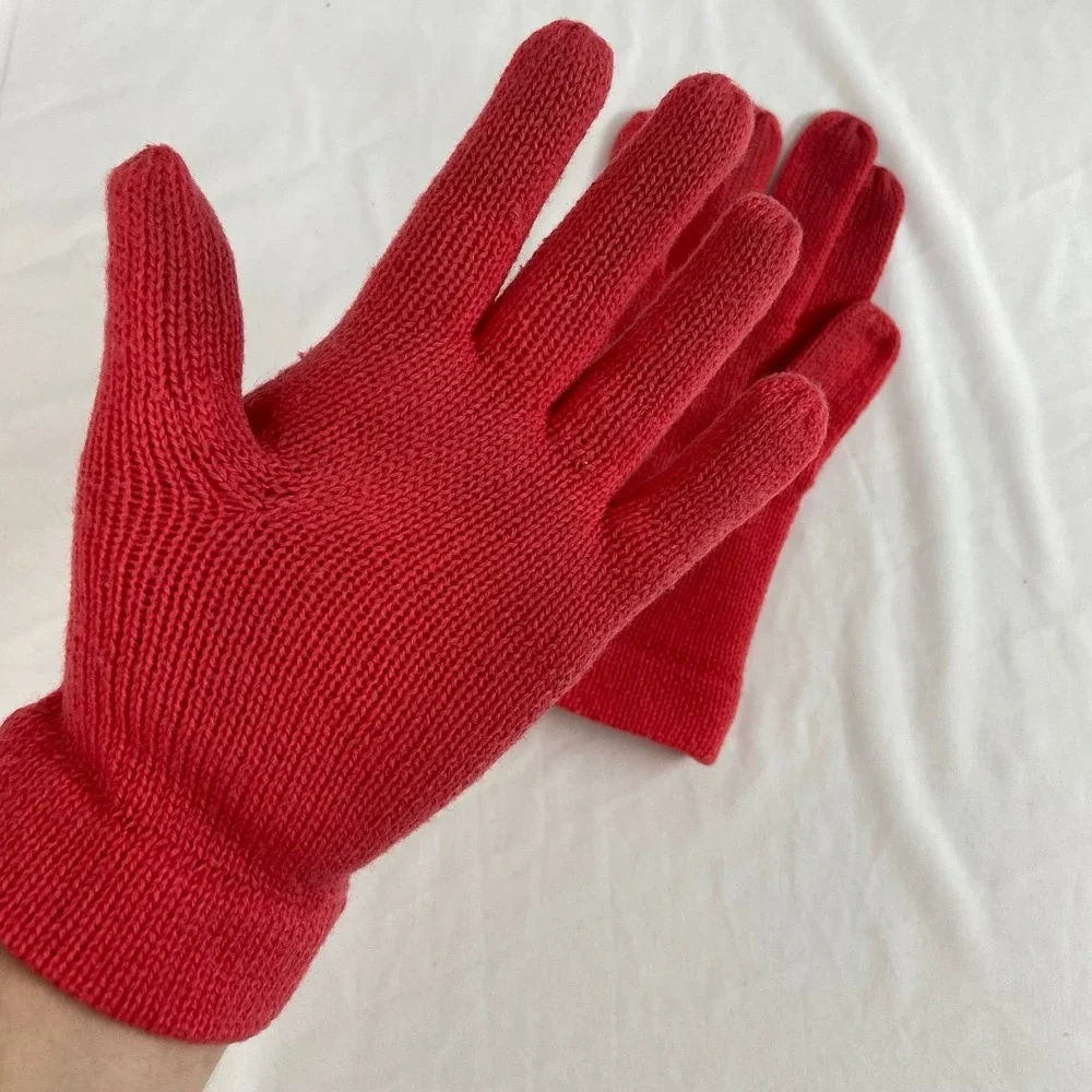Women's reddish deep pink knit zig zag cuff warm winter gloves cold gear‎ OS